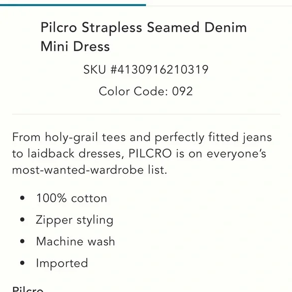 SOLD OUT Pilcro Strapless Seamed Denim Mini Dress - Picture 9 of 10